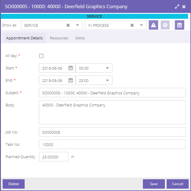 appointment editor details