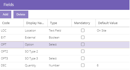 Appointment fields