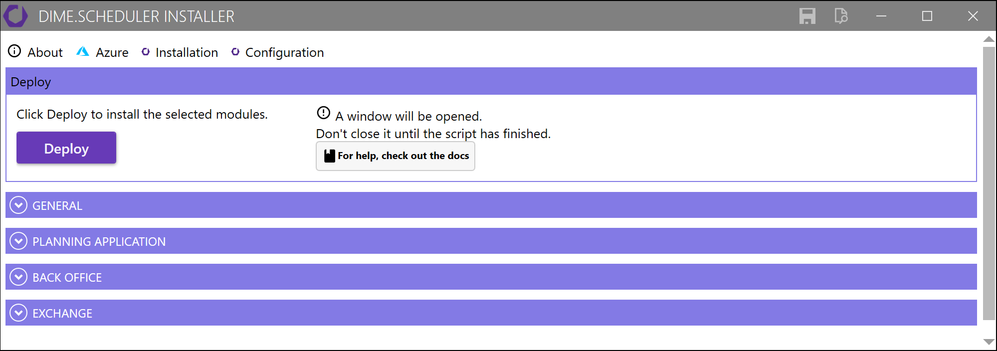 Installer installation tab