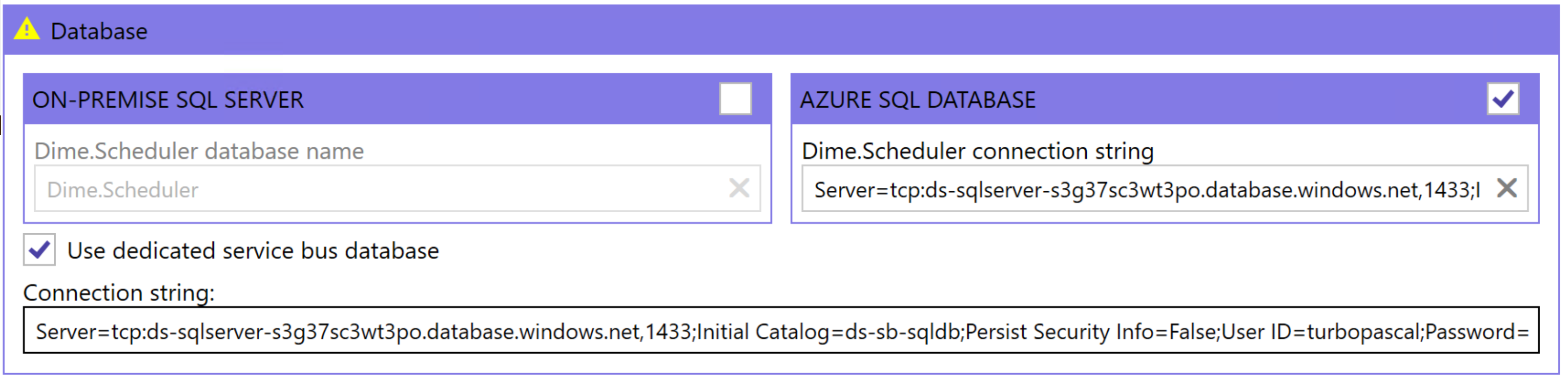 Azure SQL configuration