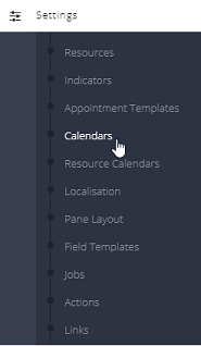 Navigation to calendar setup