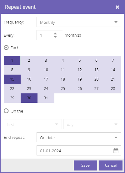 Monthly frequency