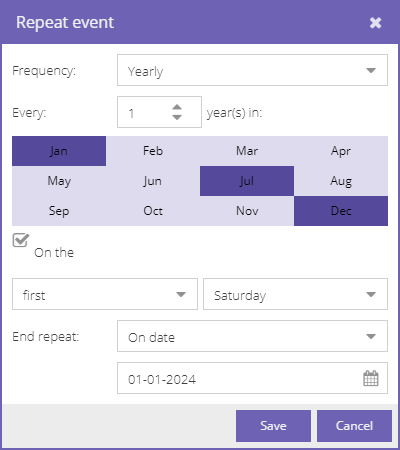 Yearly frequency