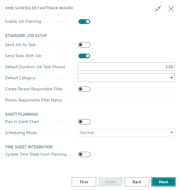 Configuring jobs in the FastTrack wizard